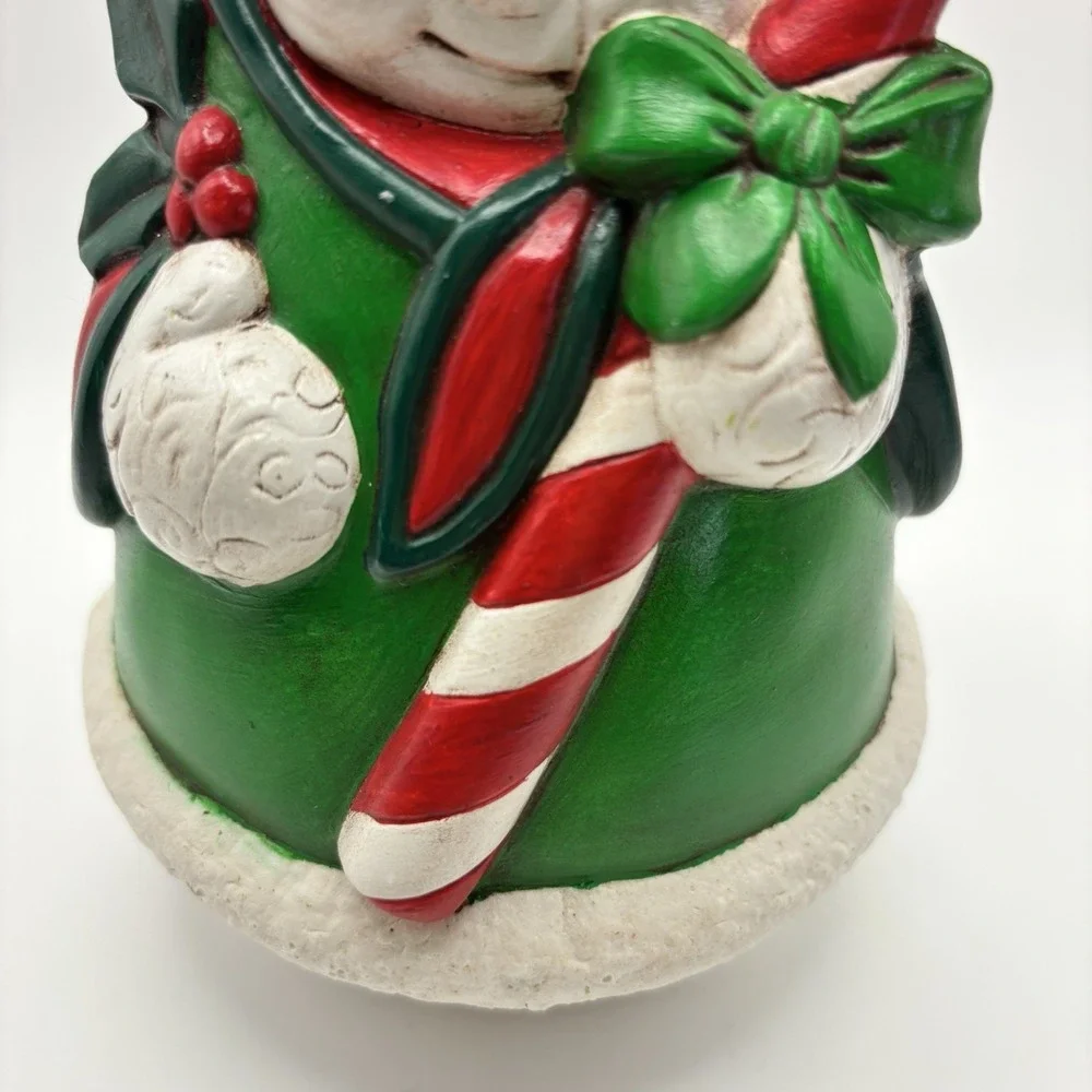 Vintage Holiday Ceramic Mrs Frosty Snowman with Candy Cane 7.5